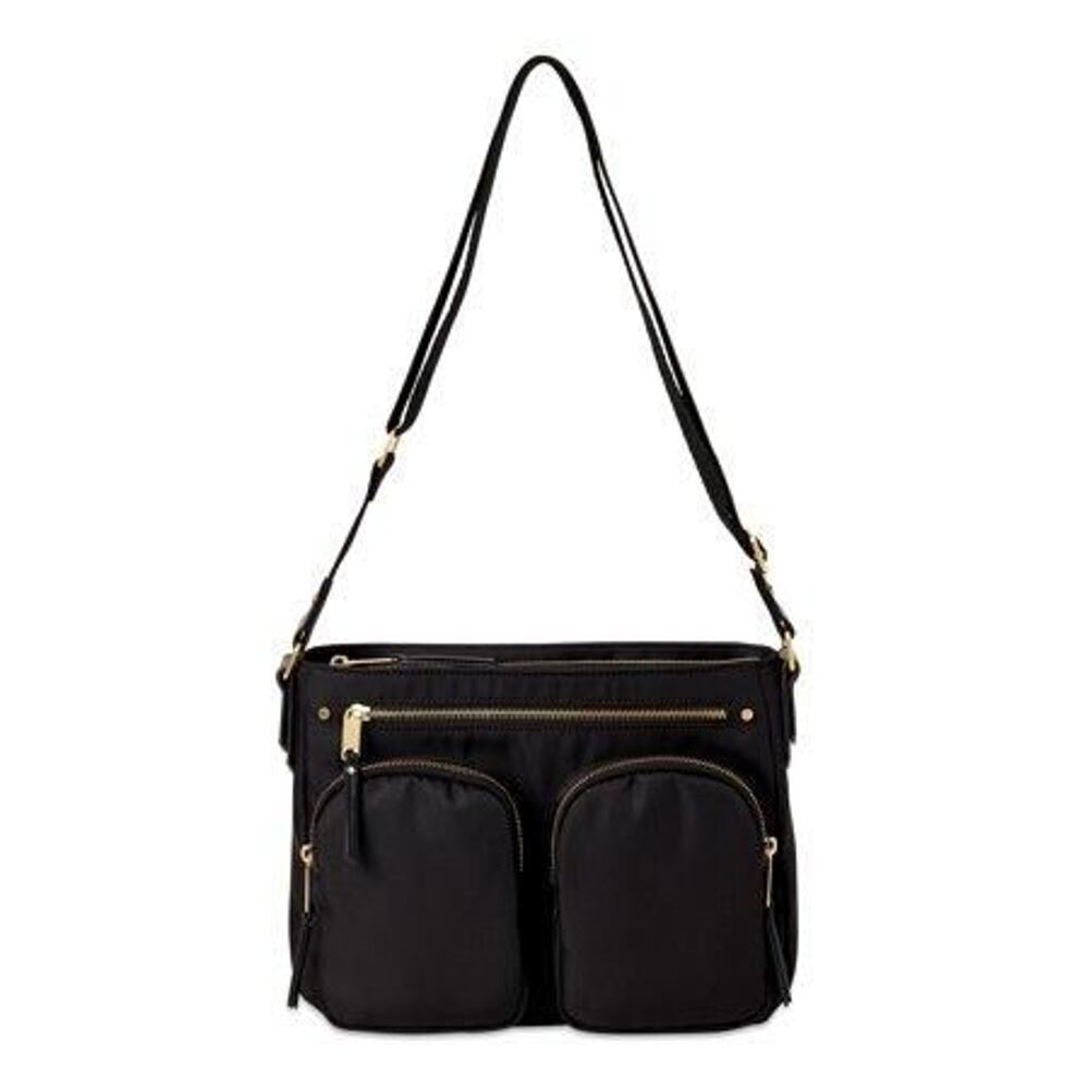 Time & Tru Mattie Nylon Women's Crossbody Bag, Black